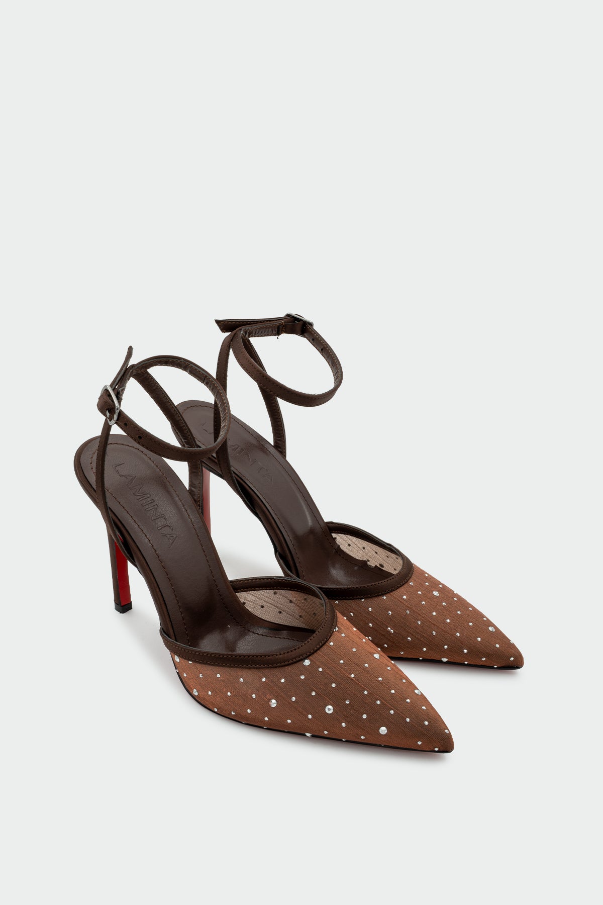 Ripple Taşlı Kadın Topuklu Ayakkabı - ACI KAHVE