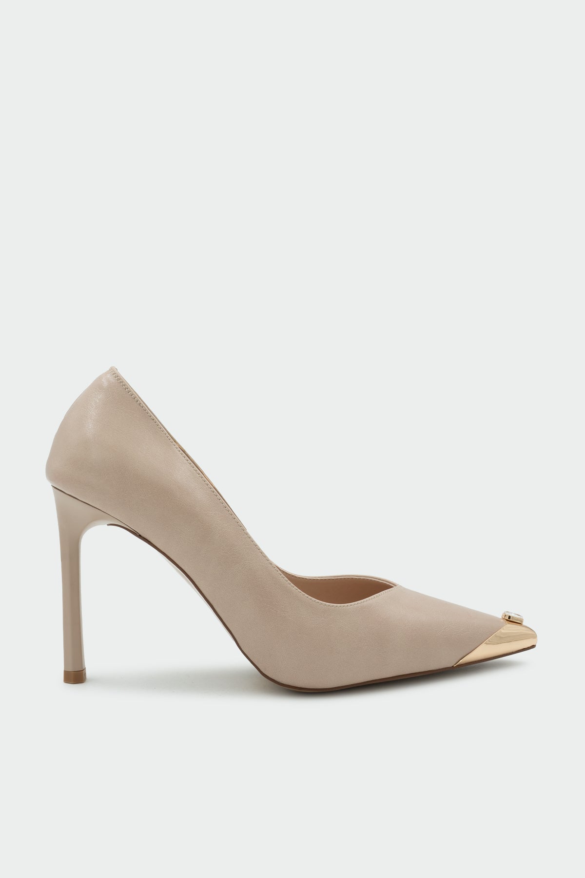 Niko Gold Aksesuarlı Topuklu Ayakkabı - NUDE