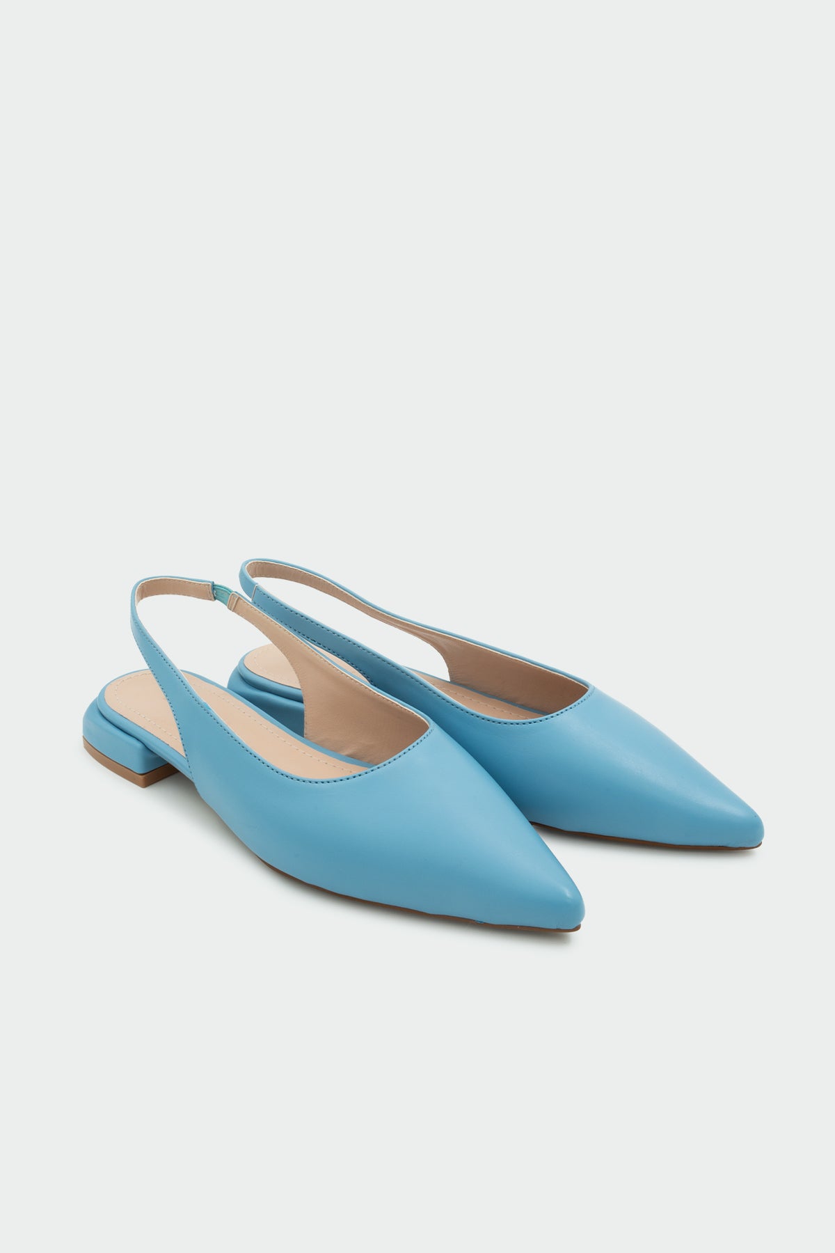 Crown Düz Sivri Burun Kadın Babet - Bebe Mavisi