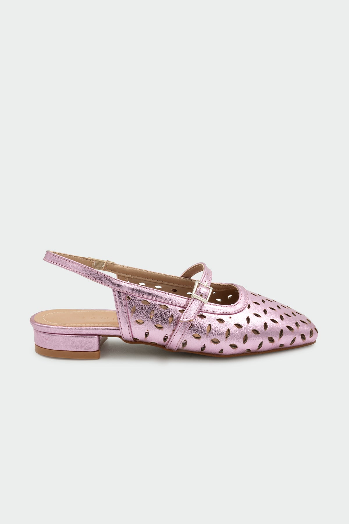 Elina Lazer Kesim Detaylı Düz Kadın Babet - PEMBE