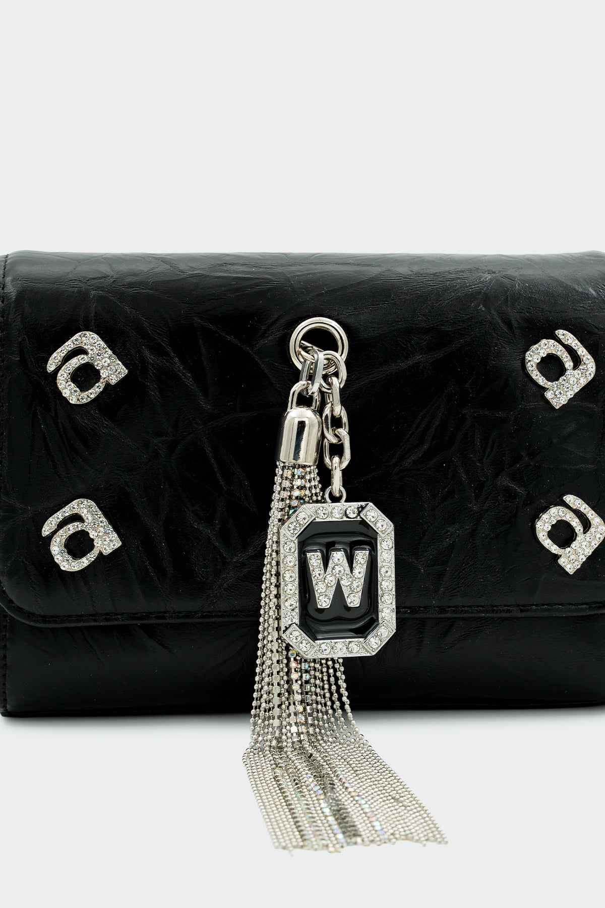 Otis Taşlı Aksesuar Detaylı Çapraz Kadın Çanta - SİYAH