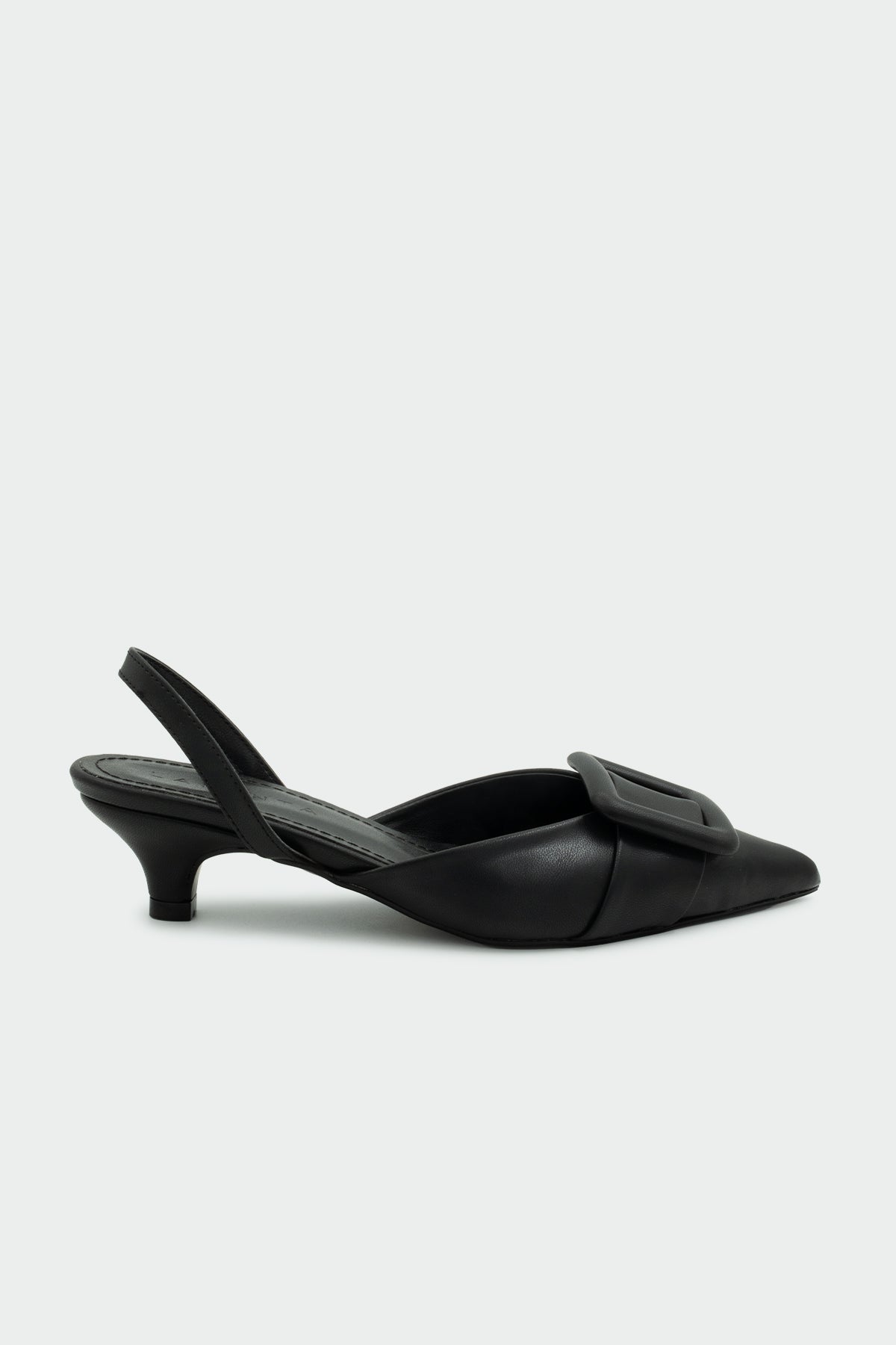 Nicole Tokalı Topuklu Ayakkabı - SİYAH DERİ