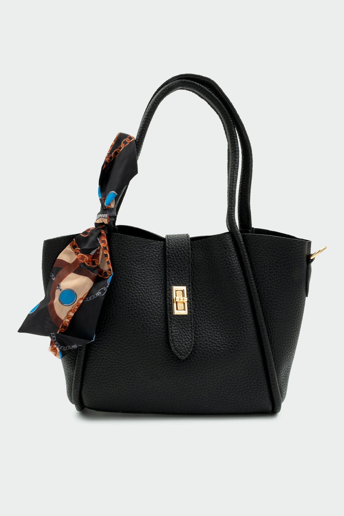 Raga Fular Aksesuarlı Kadın Kol Çantası - SİYAH