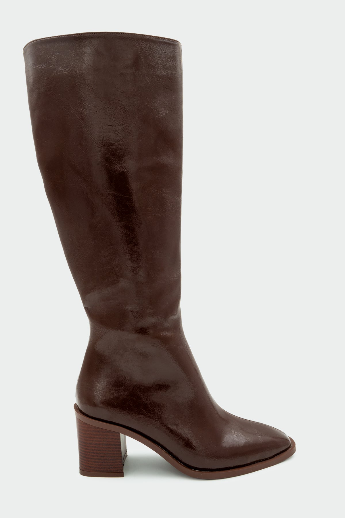 Volera Küt Burun Topuklu Çizme - AcıKahve Deri