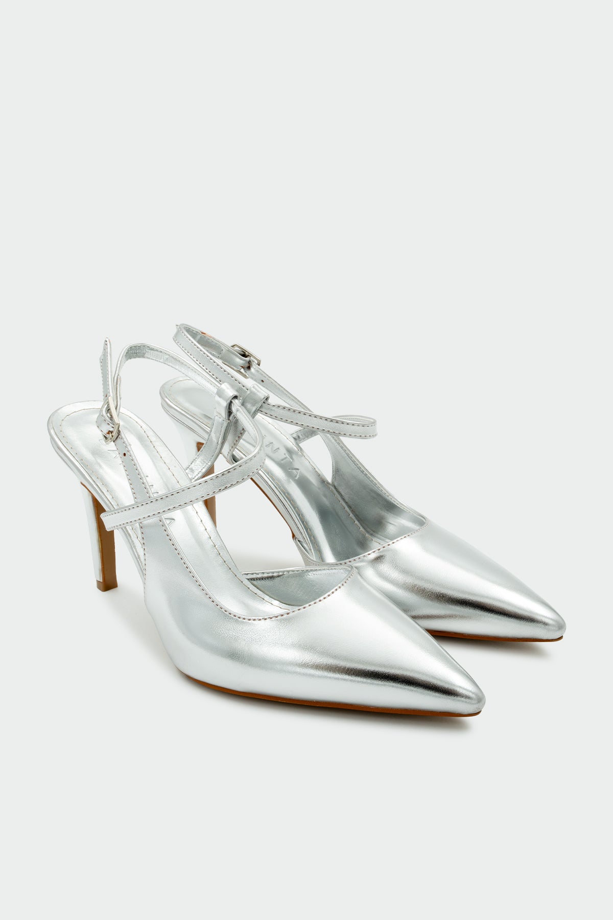 Rouge Asimetrik Kesim Kadın Topuklu Ayakkabı - Silver