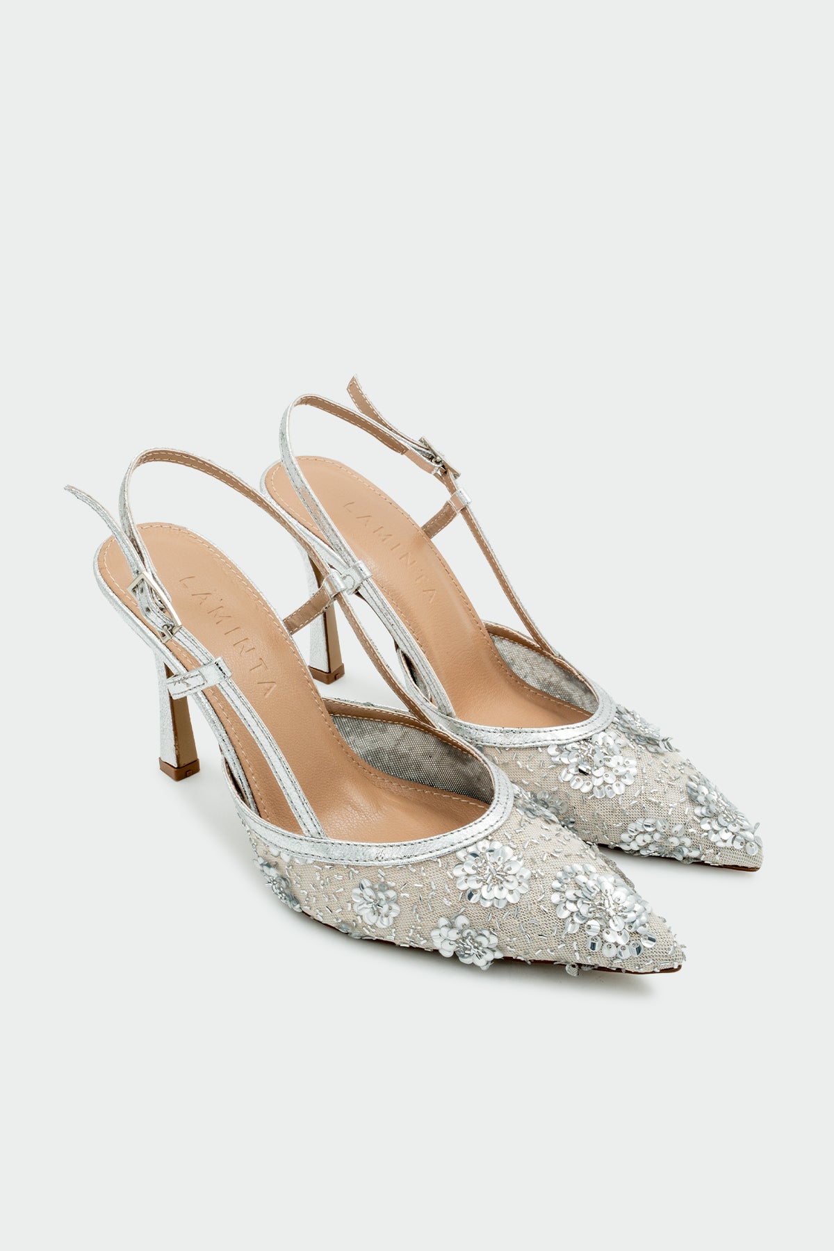 Mass İşleme Detaylı Kadın Topuklu Ayakkabı - Silver