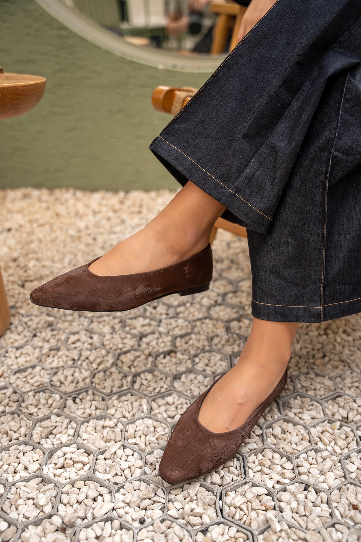 Joset Küt Burun Düz Kadın Babet - ACI KAHVE