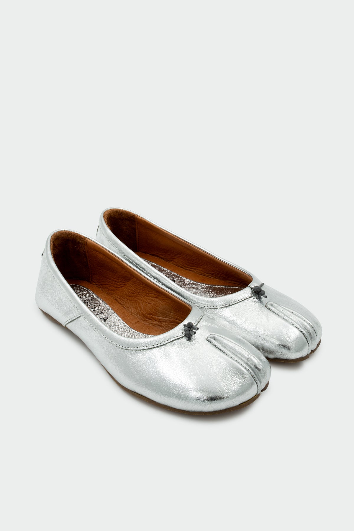 Gretel Hakiki Deri Kadın Düz Babet - Silver