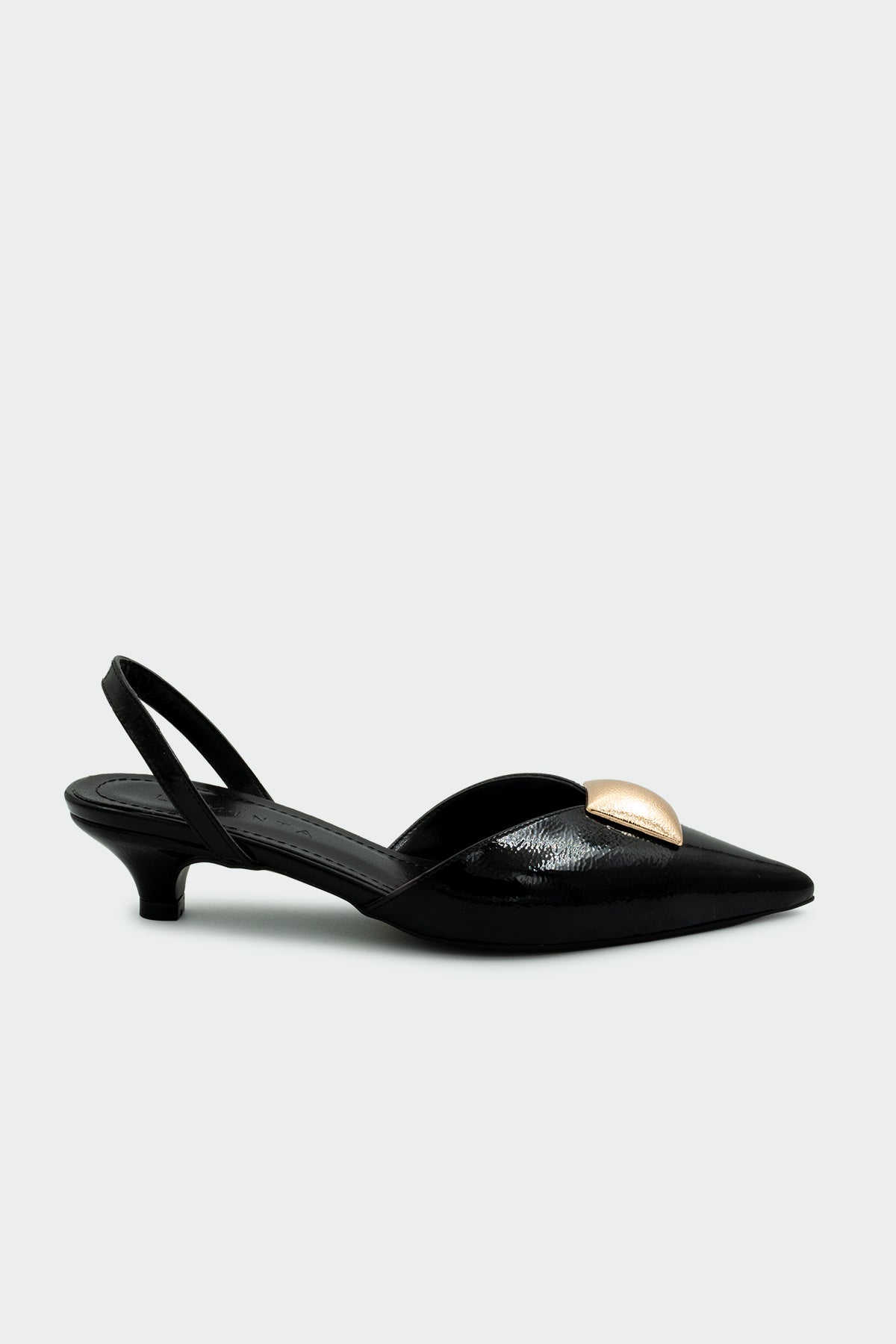 Ontri Gold Aksesuarlı Kadın Topuklu Ayakkabı - SİYAH
