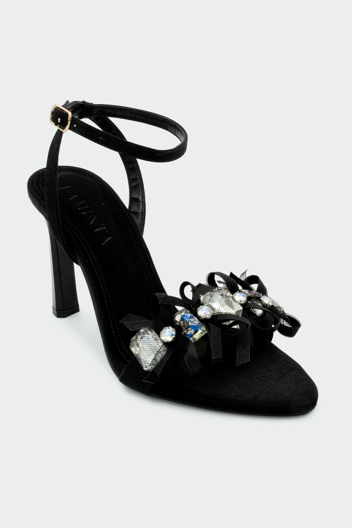 Yeco Taşlı Tek Bant Kadın Topuklu Ayakkabı - SİYAH