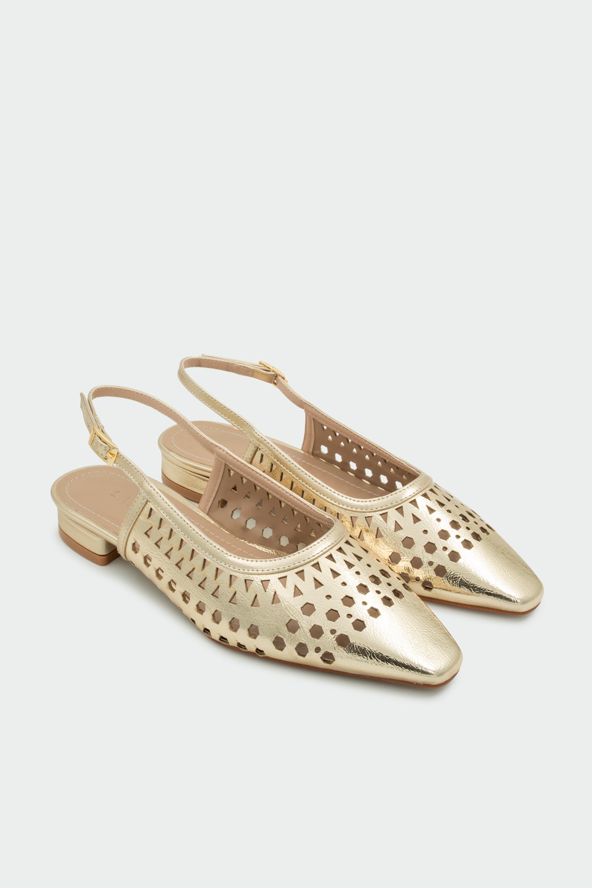 Scoth Lazer Kesim Desenli Kadın Babet - GOLD