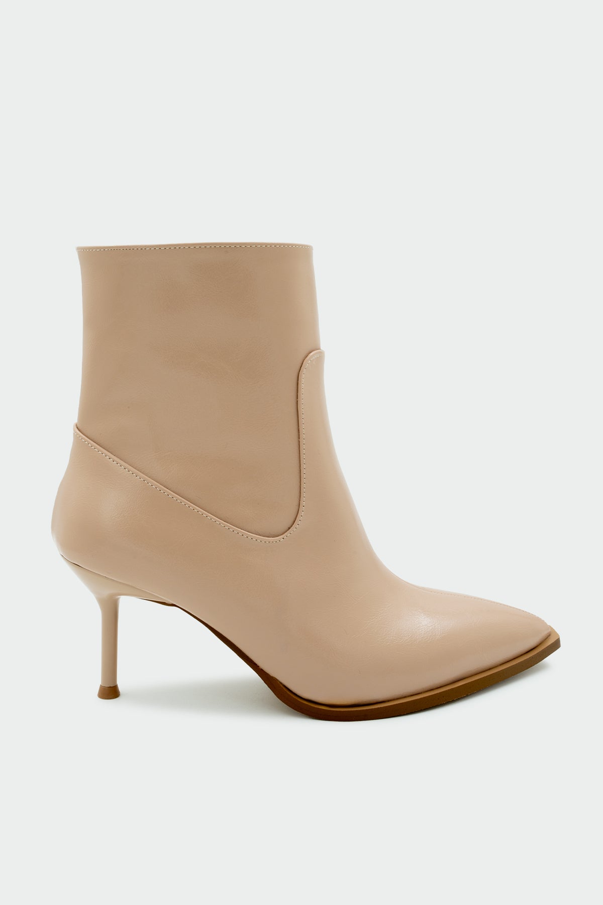 Miyo Sivri Burunlu Topuklu Bot - NUDE DERİ