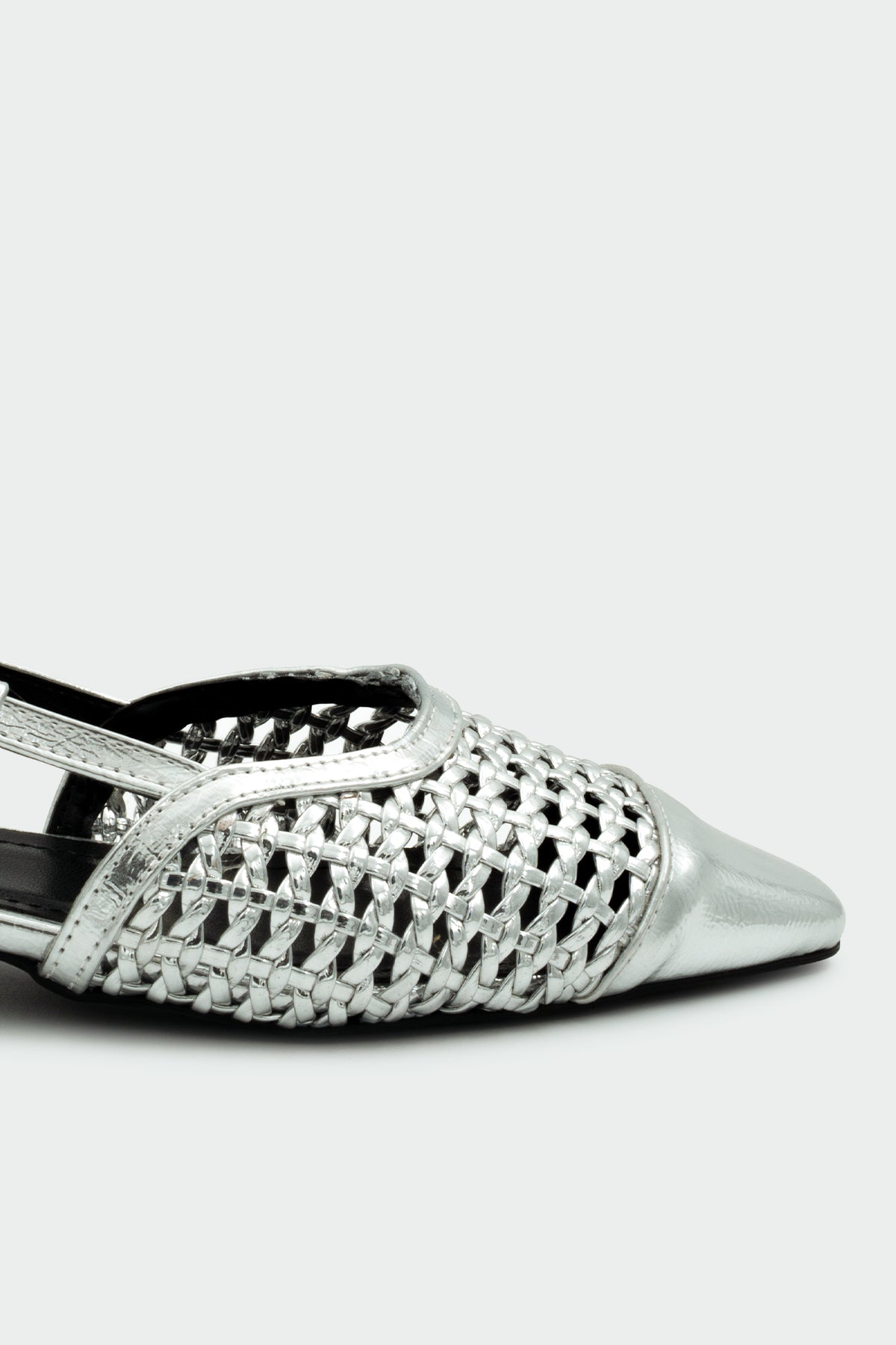 Megan Örgü Detaylı Kadın Düz Babet - Silver