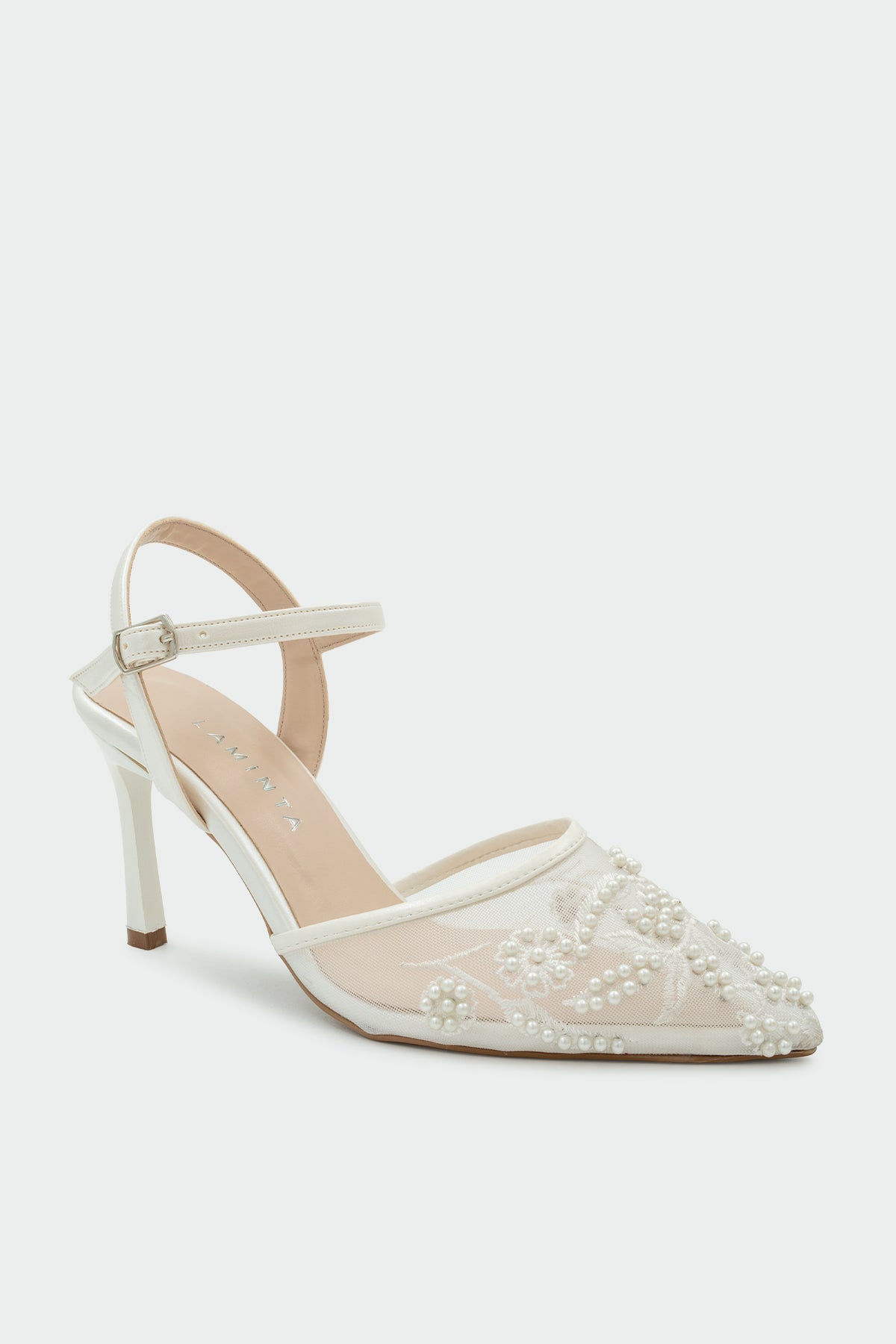 Tanya İnci İşleme Detaylı Kadın Topuklu Ayakkabı - İVORY