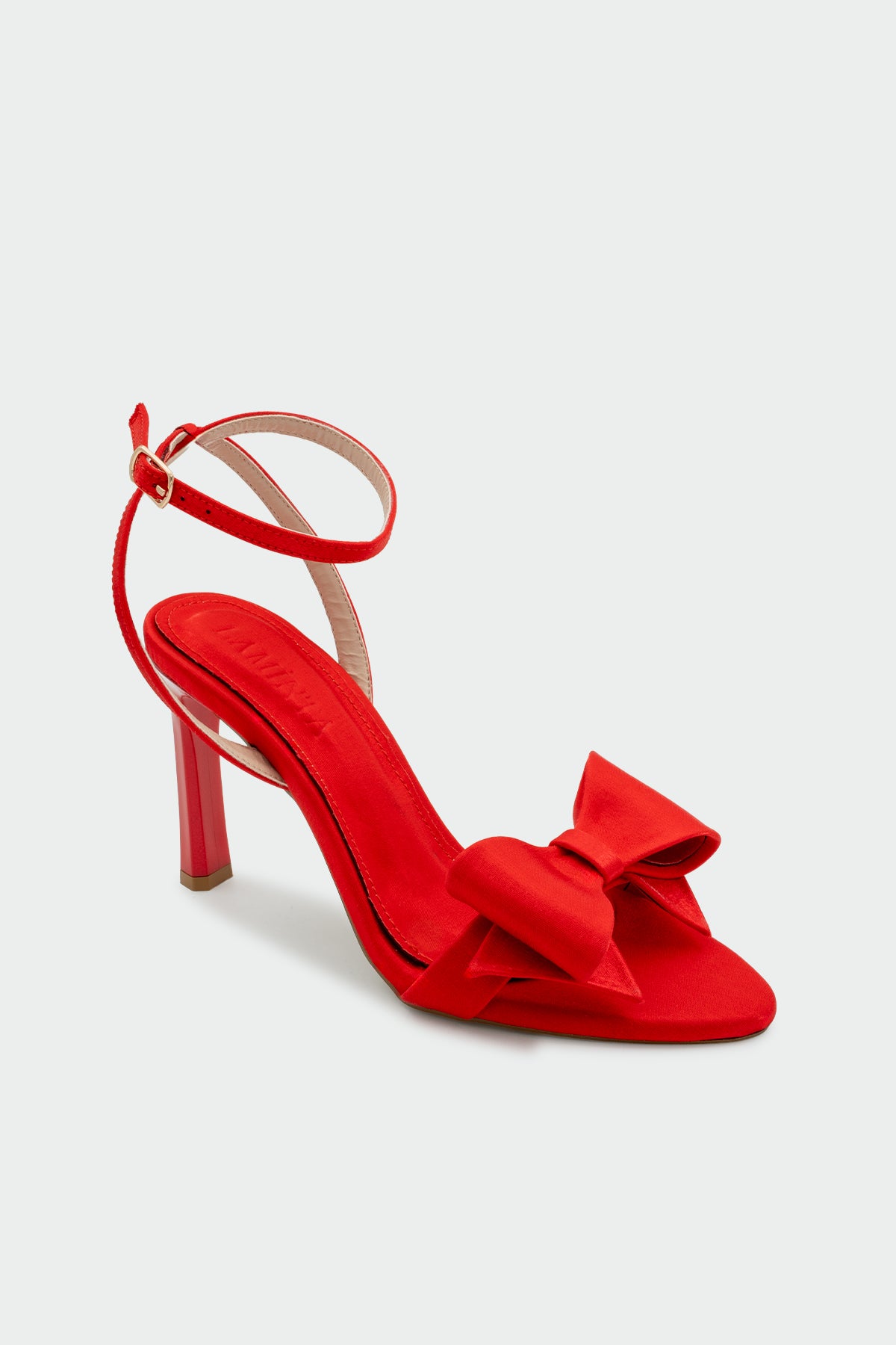 Wanbi Fiyonk Detaylı Kadın Topuklu Ayakkabı - KIRMIZI SATEN