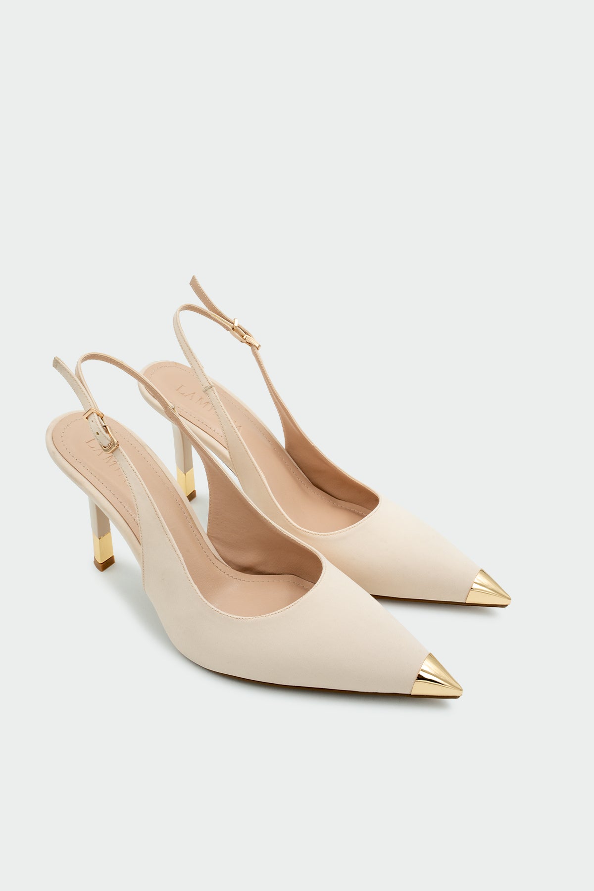 Bolga Burun Ucu Gold Detaylı Kadın Topuklu Ayakkabı - TEN