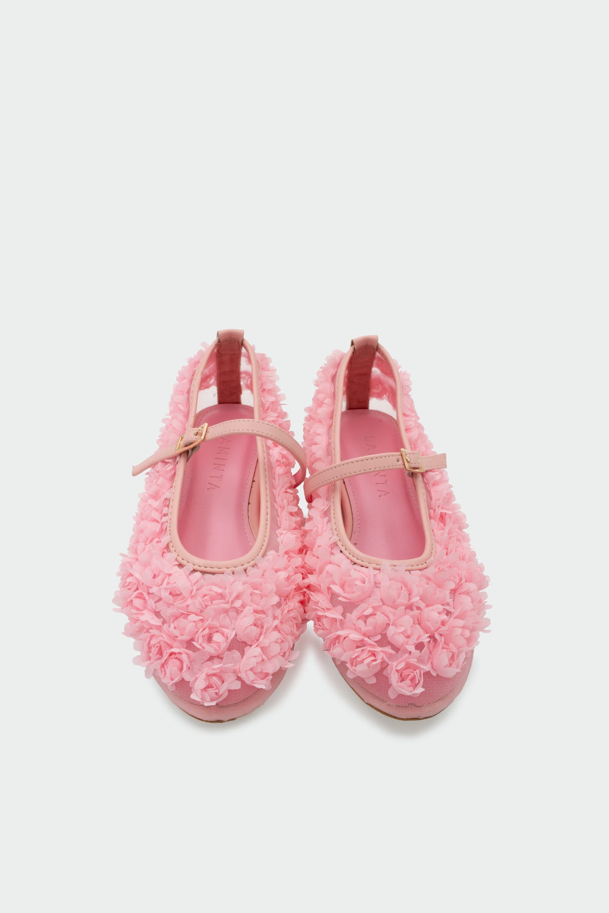 Jiso Çiçek Desenli Tokalı Kadın Babet - PEMBE