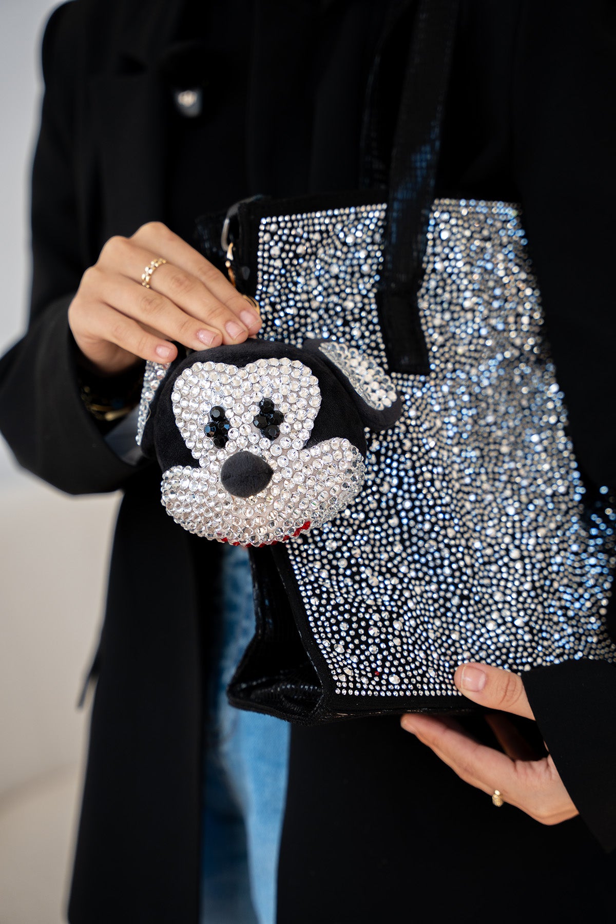 Mugo Taşlı Charm Detaylı Kadın Geniş Çanta - Silver