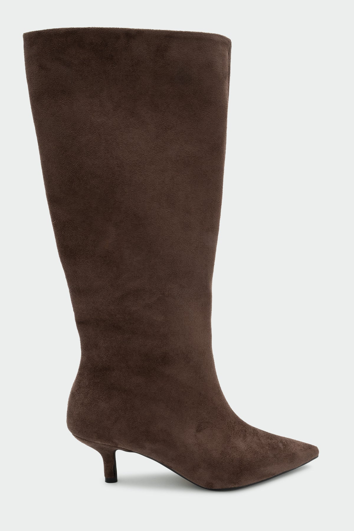 Polka Sivri Burun Düz Çizme - AcıKahve Süet