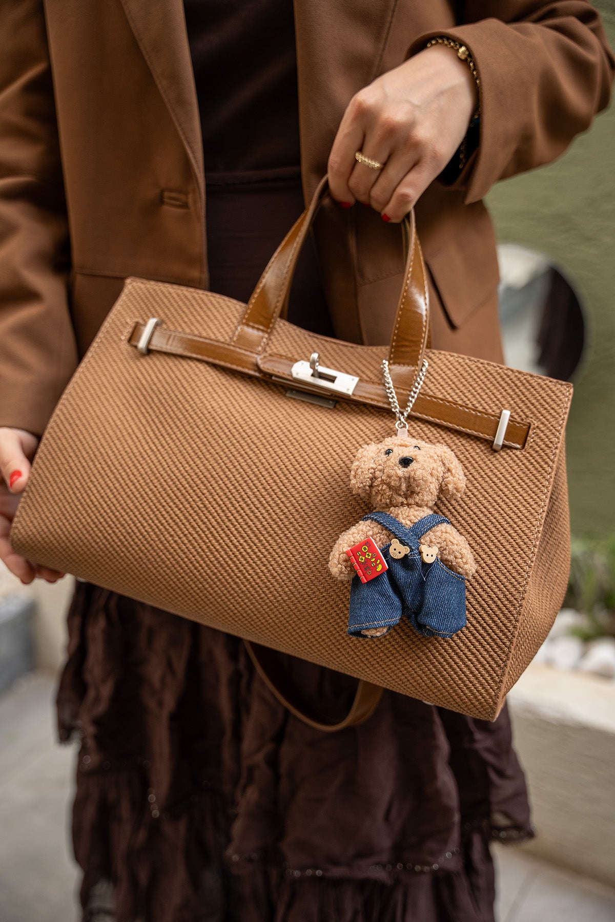 Arte Kilit Aksesuarlı Kadın Çanta - KAHVE