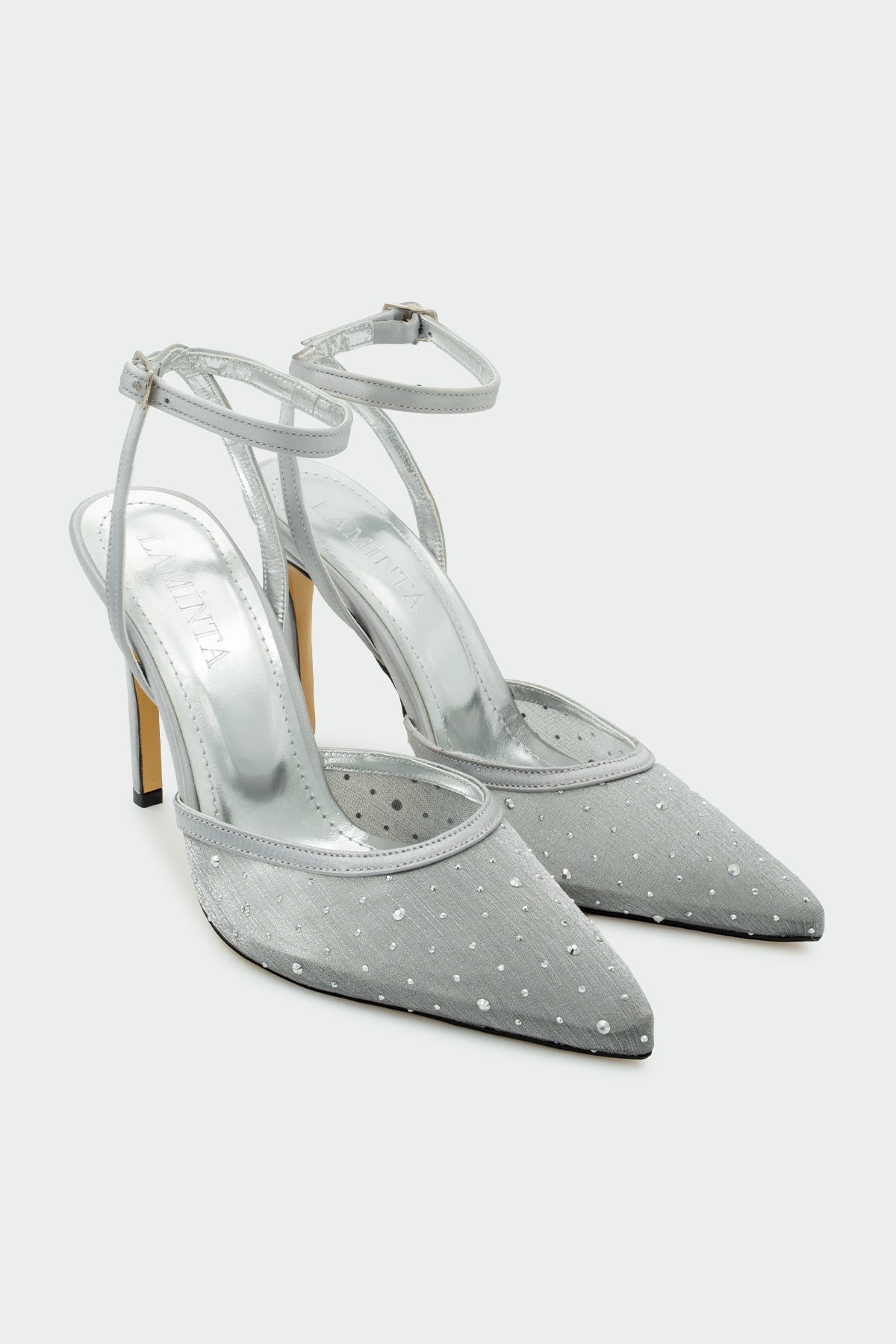 Ripple Taşlı Kadın Topuklu Ayakkabı - Silver