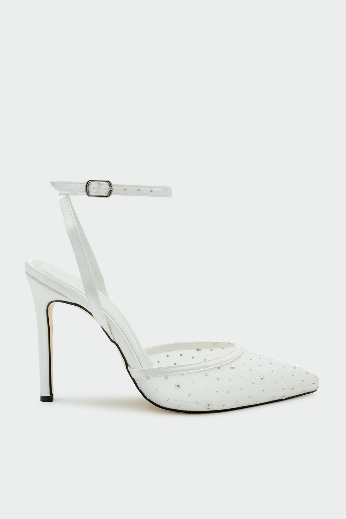 Ripple Taşlı Kadın Topuklu Ayakkabı - BEYAZ