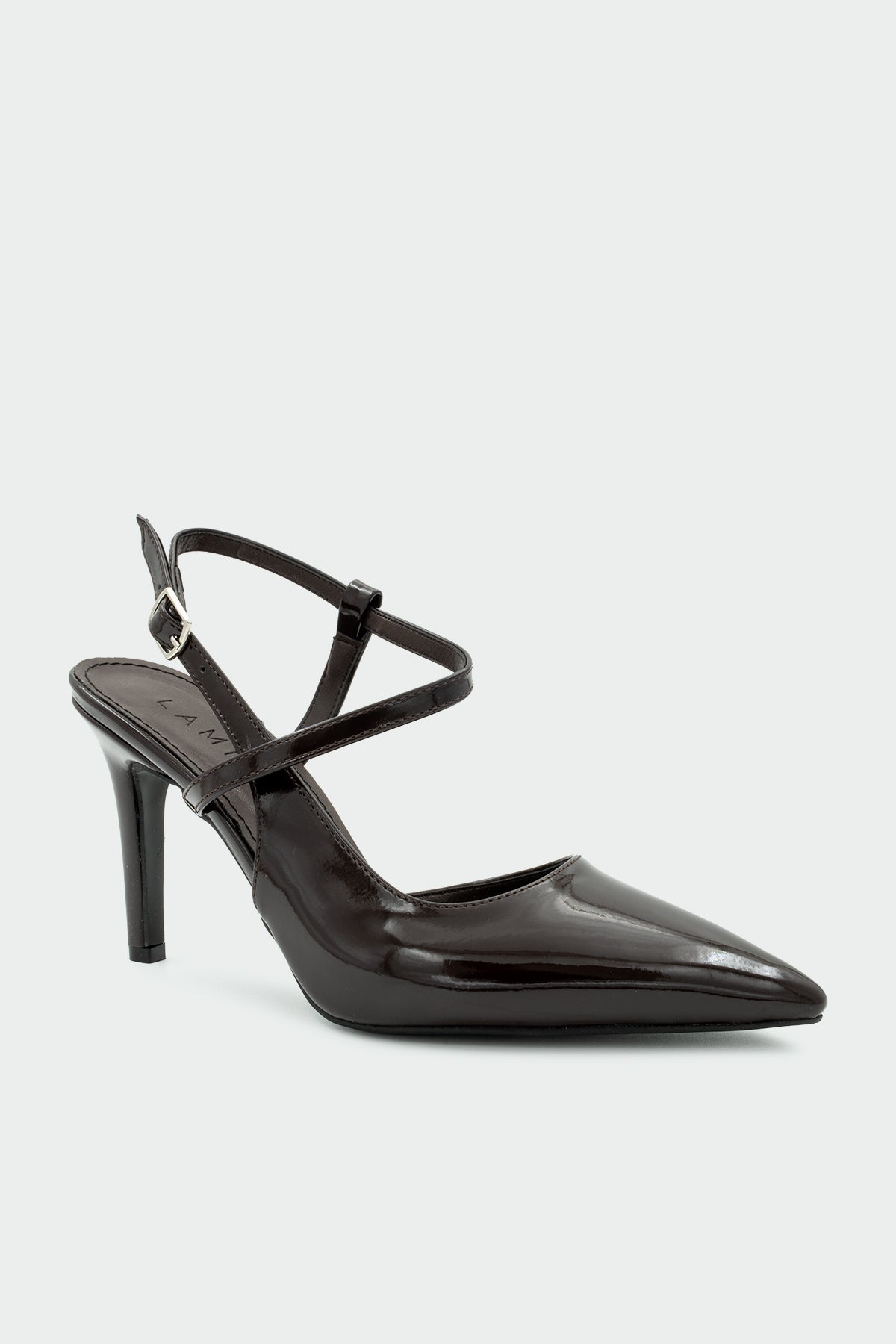 Rouge Asimetrik Kesim Kadın Topuklu Ayakkabı - Acıkahve Rugan