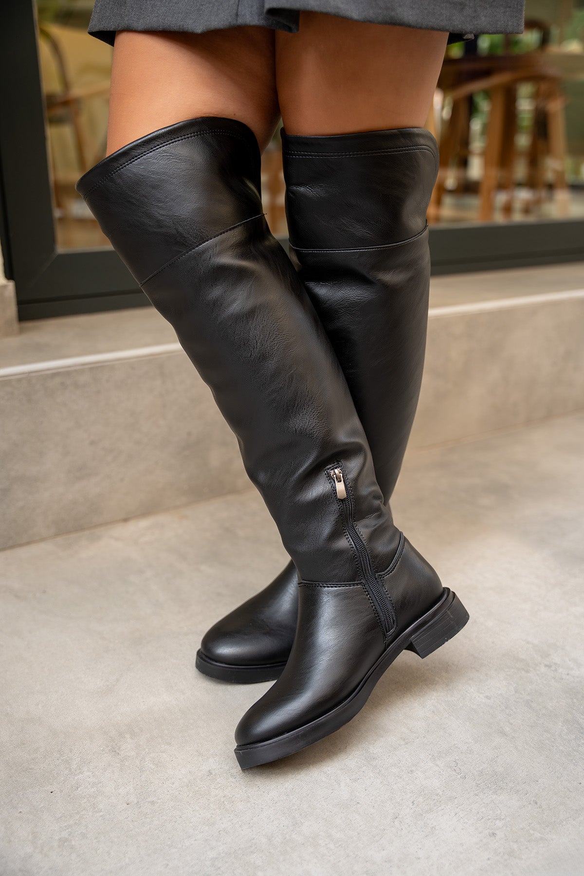Akron Düz Çizme - SİYAH