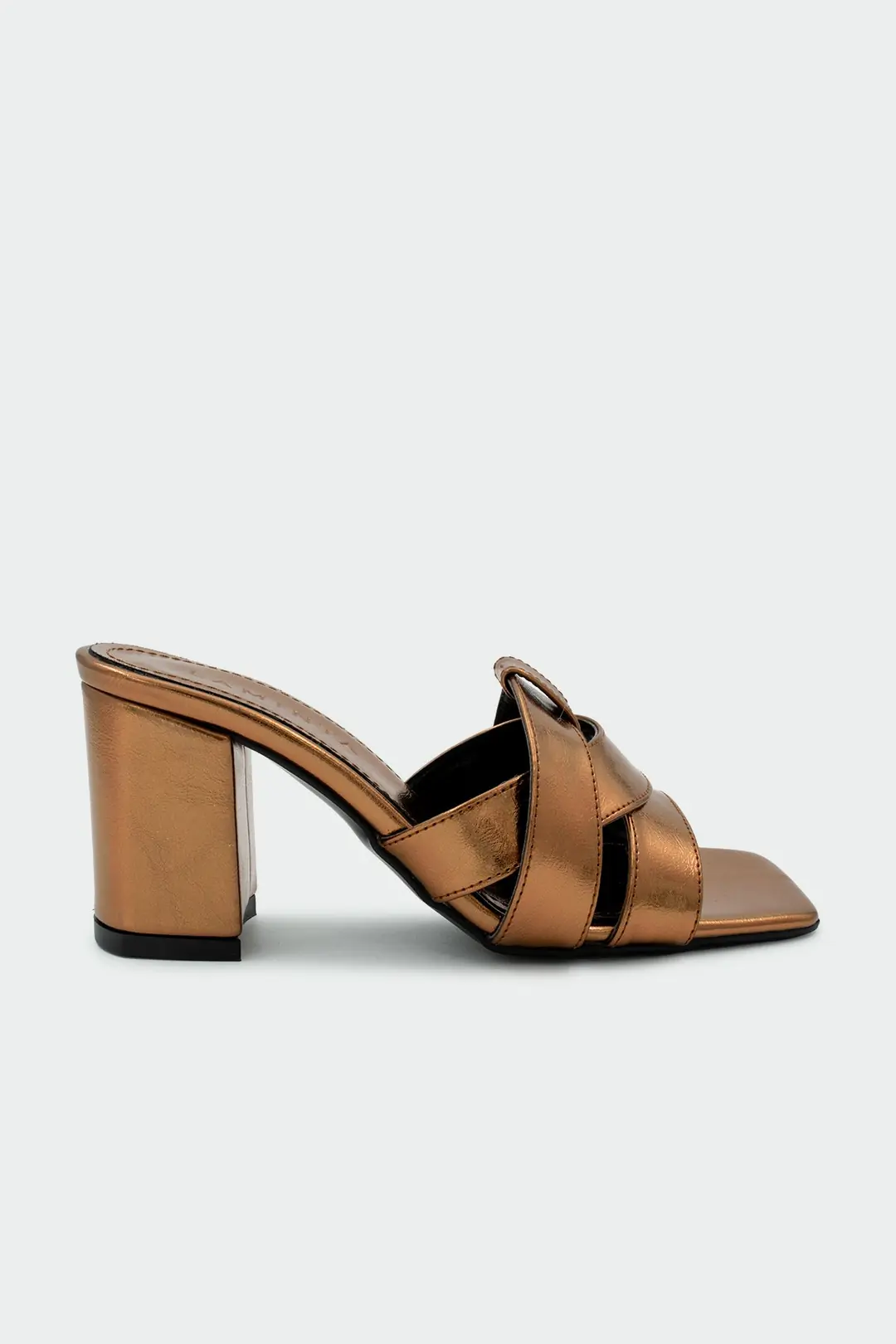Loves Asimetrik Kesim Kalın Topuklu Terlik - BAKIR