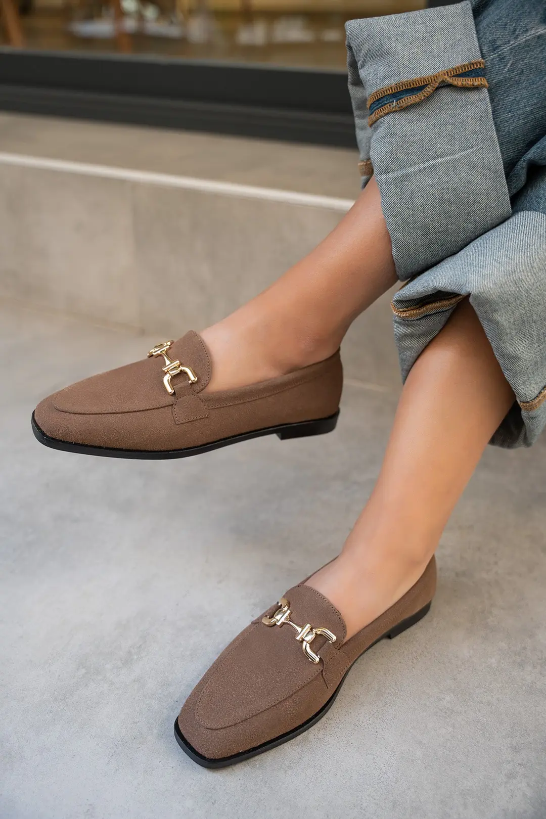 Aloha Gold Detaylı Loafer - AcıKahve Süet