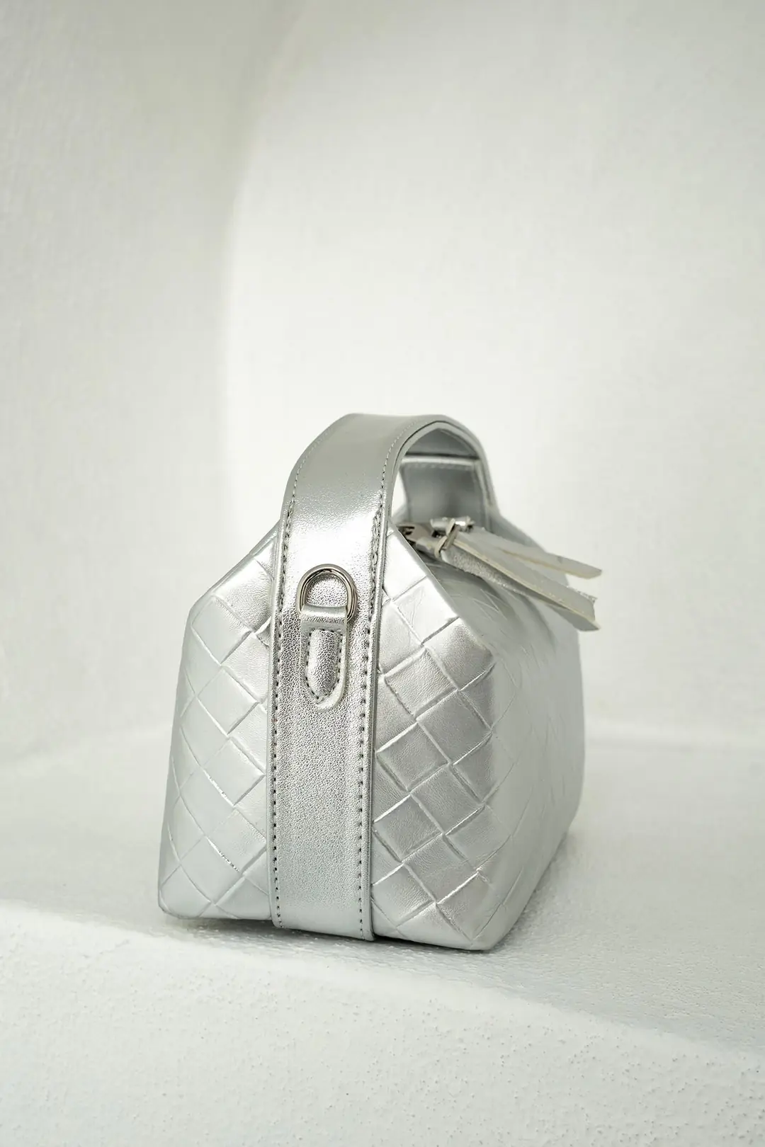 Blake Örgü Desenli El Çantası - Silver