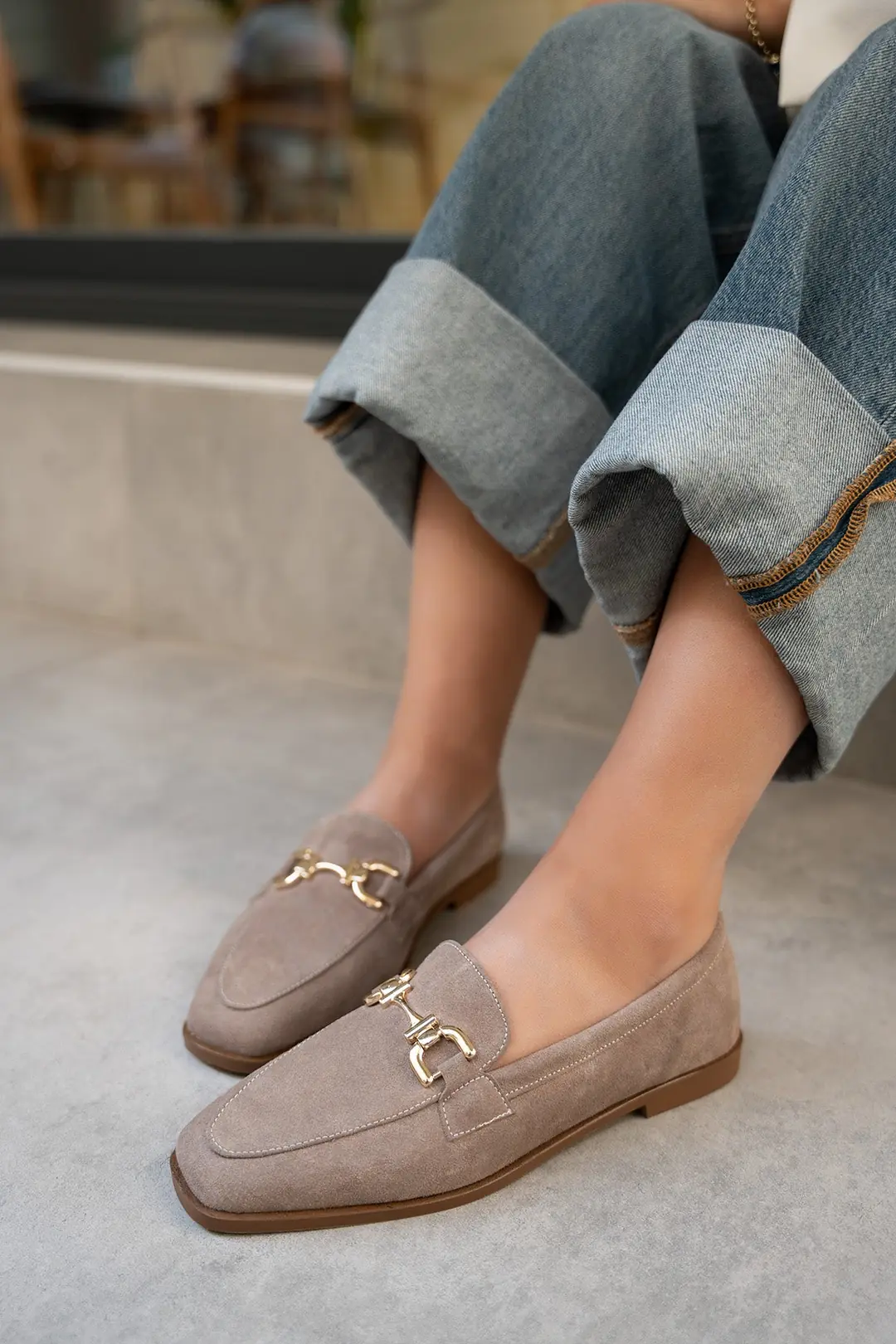 Aloha Gold Detaylı Loafer - VİZON SÜET
