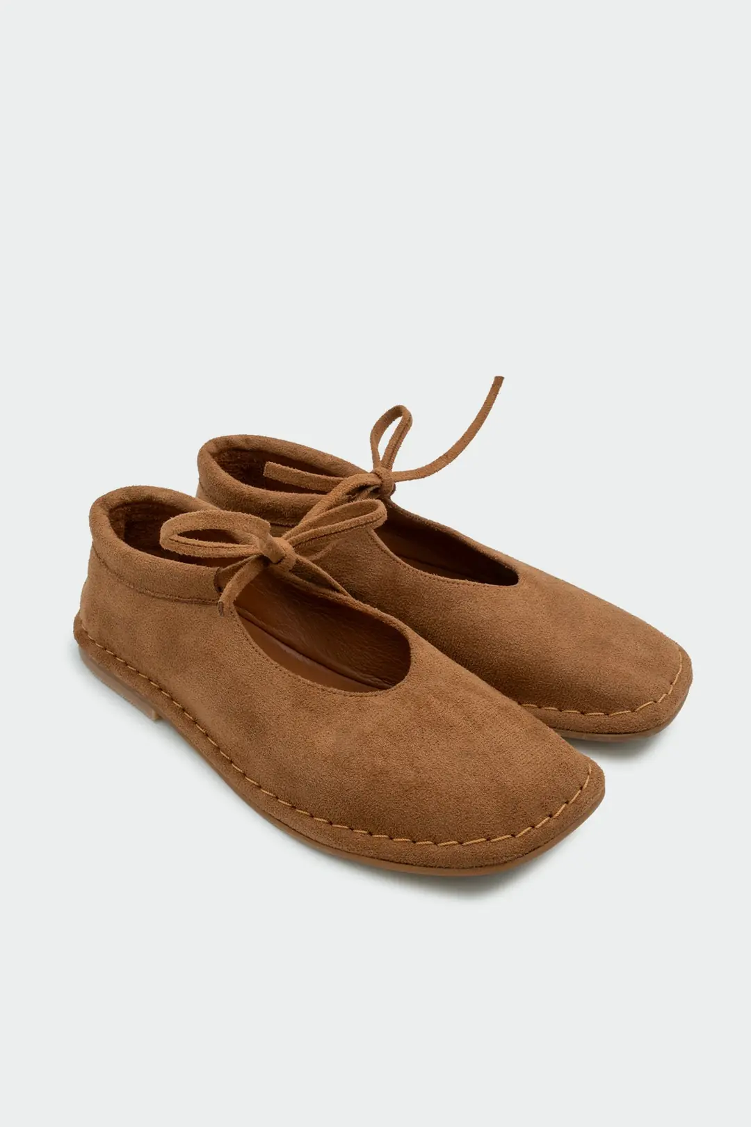 Mex Bağcık Detaylı Kadın Barefoot Ayakkabı - TABA SÜET