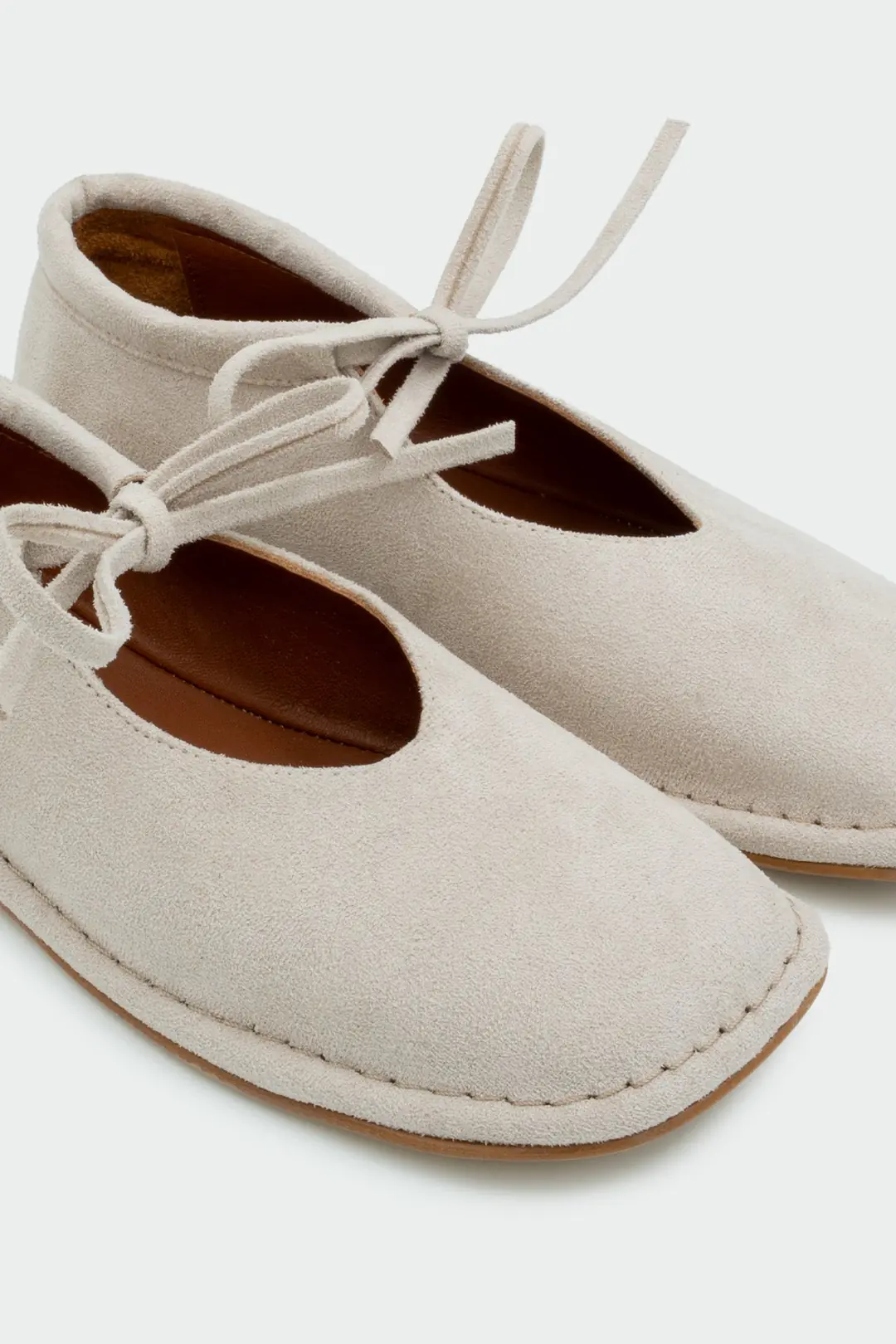 Mex Bağcık Detaylı Kadın Barefoot Ayakkabı - BEJ SÜET