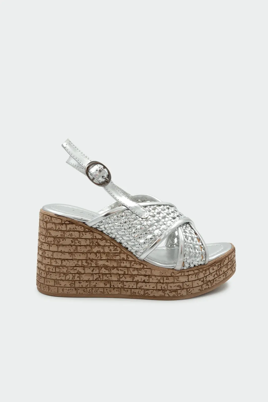 Grove Çapraz Detaylı Platform Kadın Sandalet - Silver
