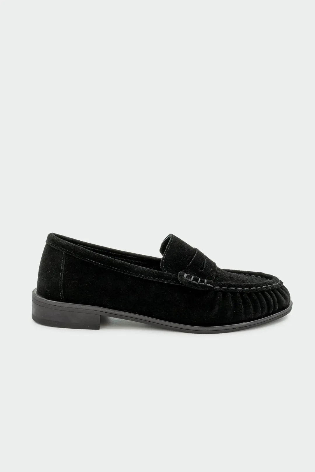 Dipsy Dikiş Detaylı Hakiki Deri Kadın Loafer - SİYAH SÜET