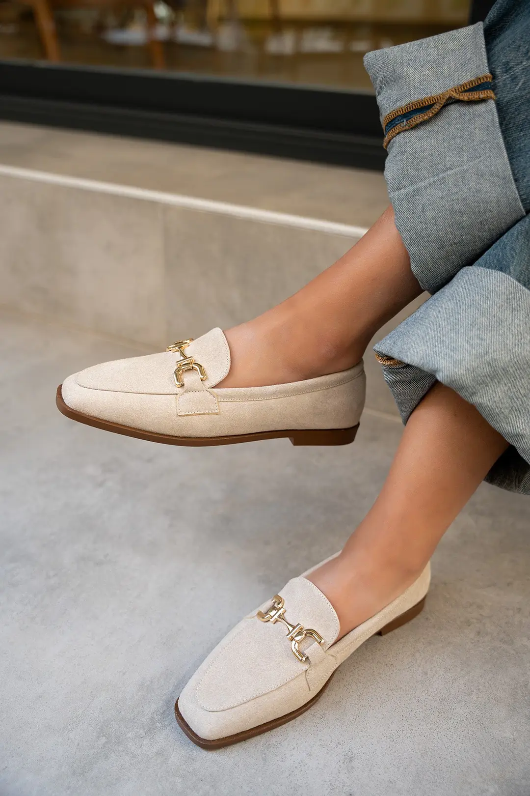 Aloha Gold Detaylı Loafer - BEJ SÜET