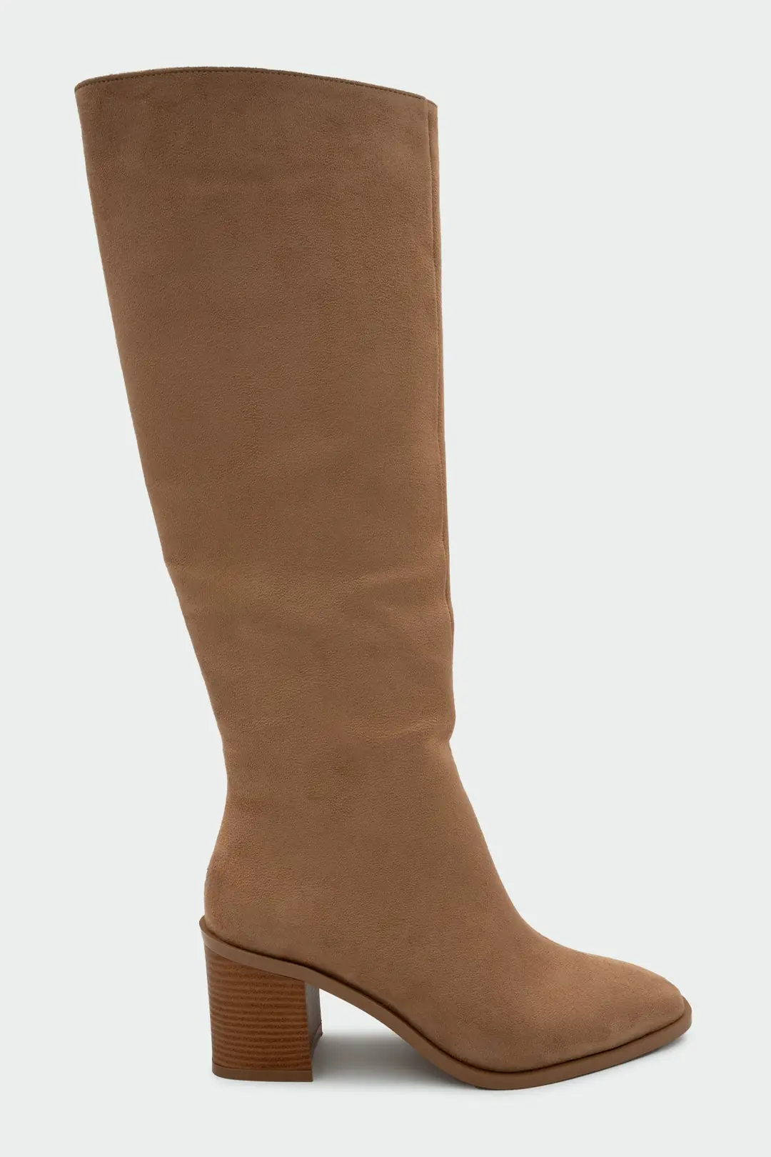 Volera Küt Burun Topuklu Çizme - CAMEL SÜET