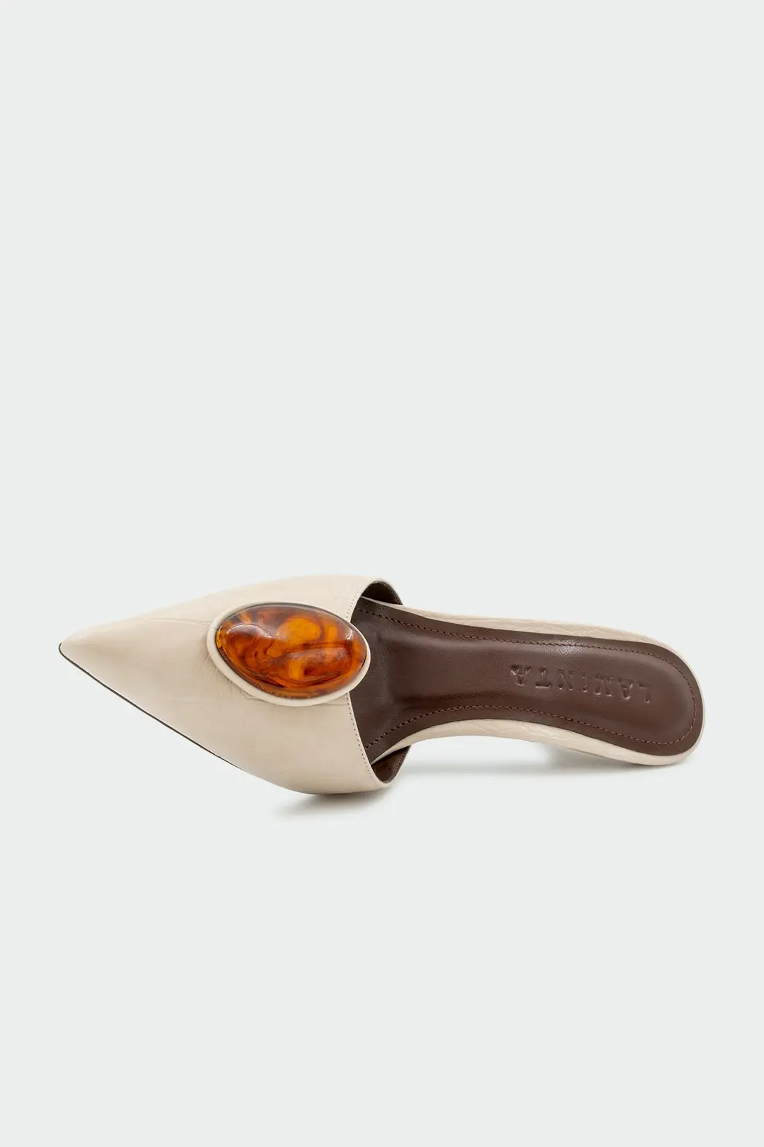 Rizzoli Doğal Taş Detaylı Kadın Topuklu Terlik - EKRU