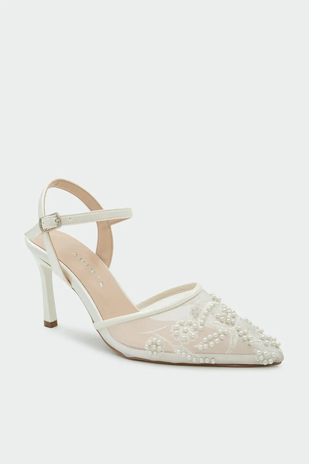 Tanya İnci İşleme Detaylı Kadın Topuklu Ayakkabı - İVORY