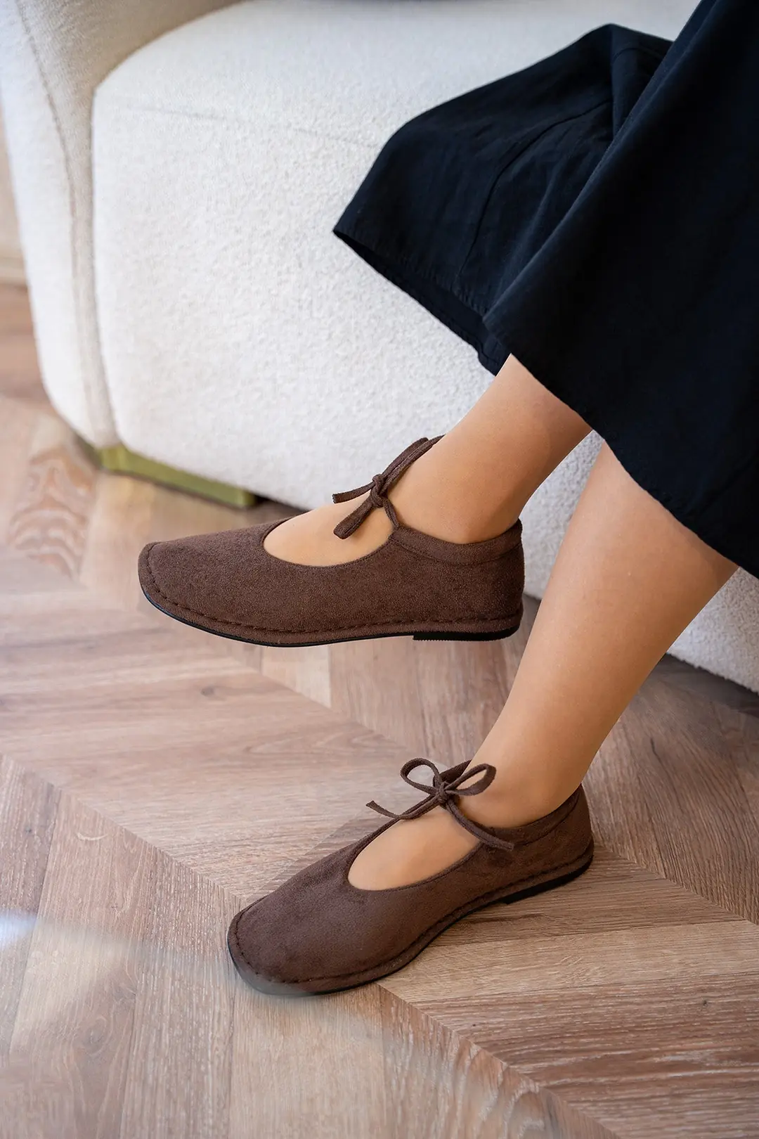 Mex Bağcık Detaylı Kadın Barefoot Ayakkabı - AcıKahve Süet